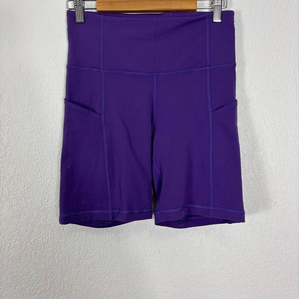 TNA Aritzia Purple High Waisted Spandex Biker Shorts with Side Pockets Medium